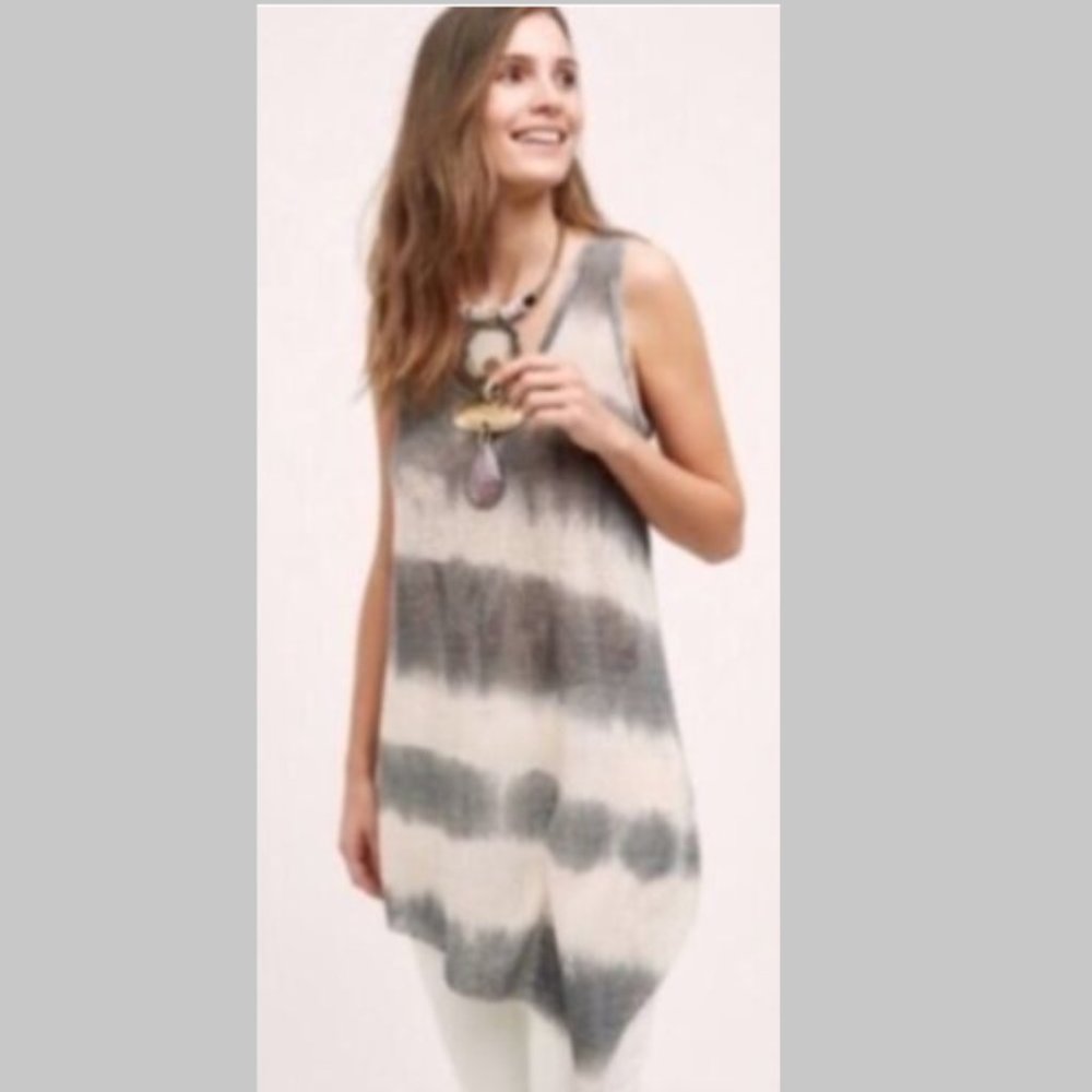 Anthropologie L Eri & Ali Blue Tie Dye Ombre Tunic Lightweight Sweater NWOT $128